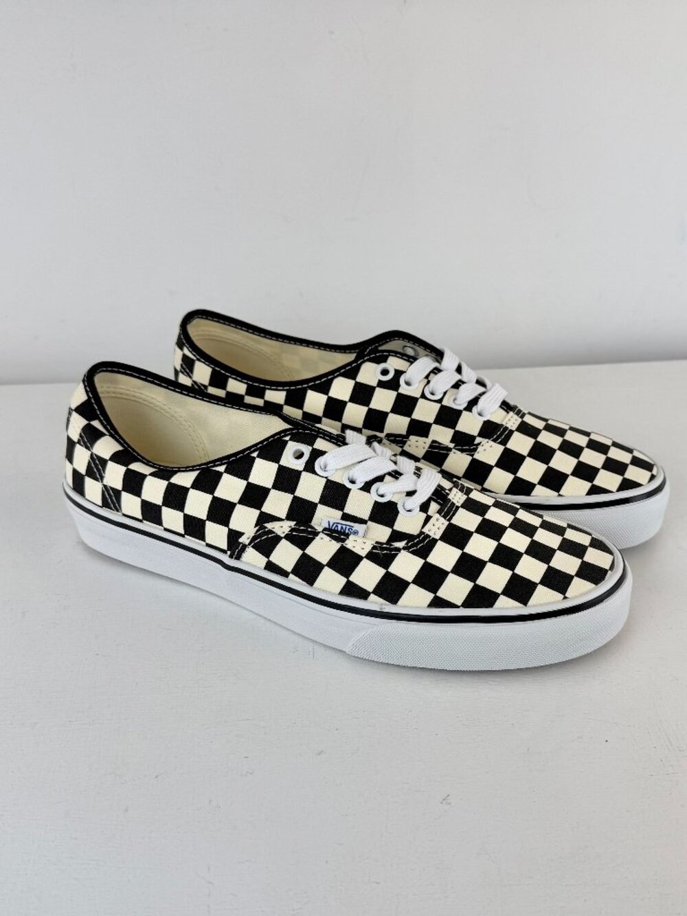 Men's 9.5, Women's 11 -VANS Authentic Checkerboard Black/White Canvas Sneaker